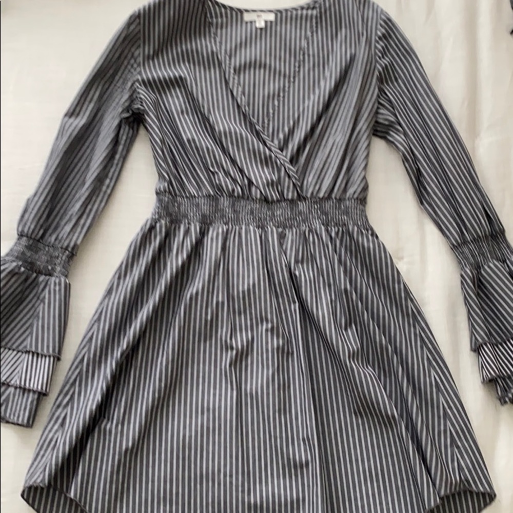 Striped dress with statement sleeves